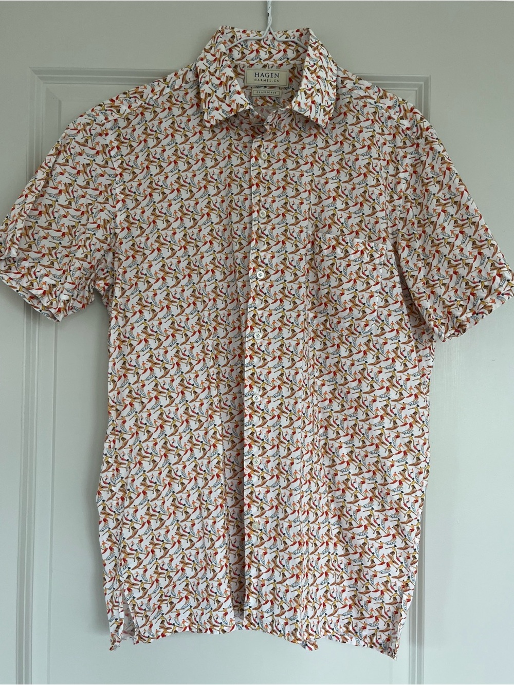 Hagen Carmel CA Surf Print Novelty Button Up Shirt Men’s Large Made in USA
